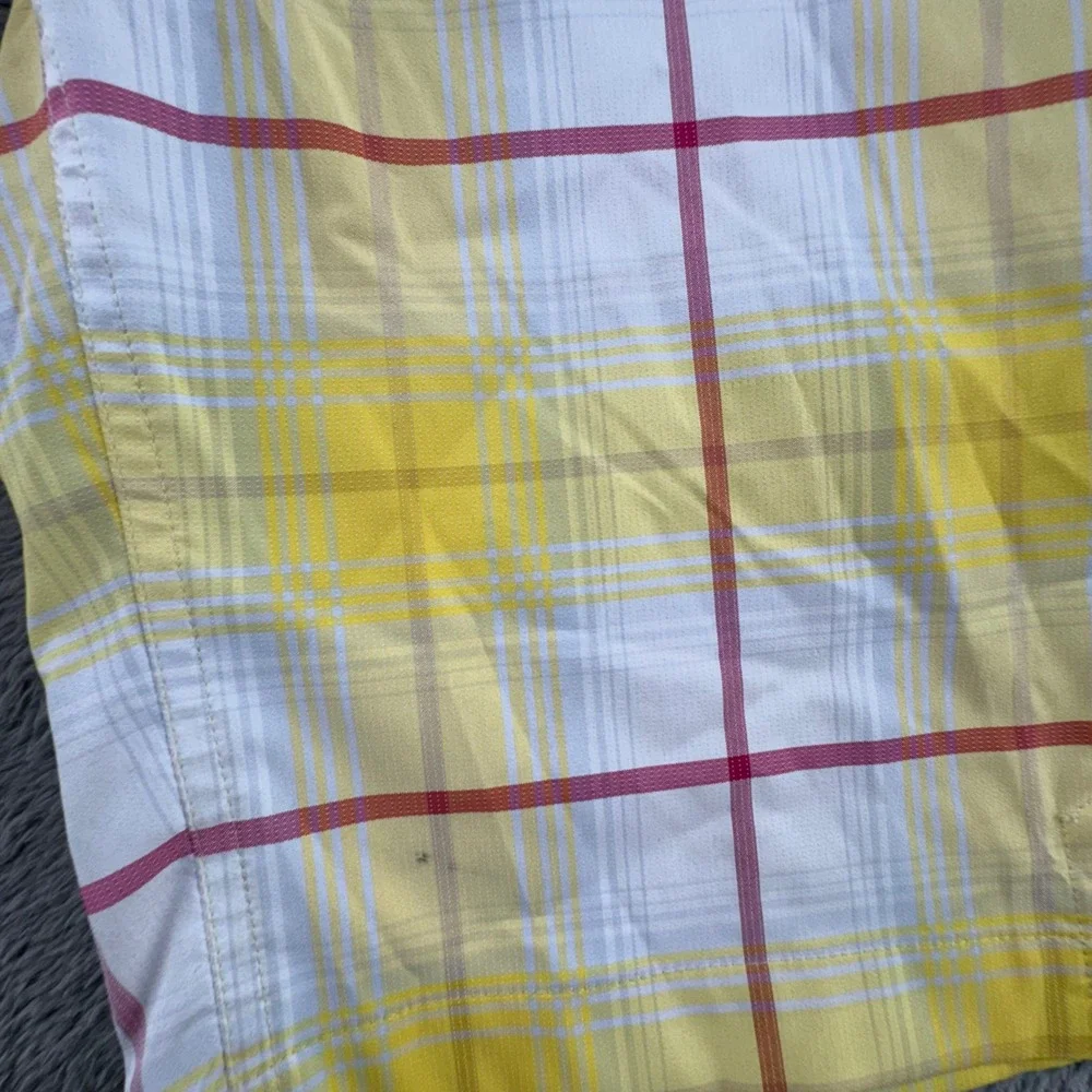 Nike Golf Tour Performance‎ Plaid Shorts Women Size 4 Yellow Pink White Dri-Fit